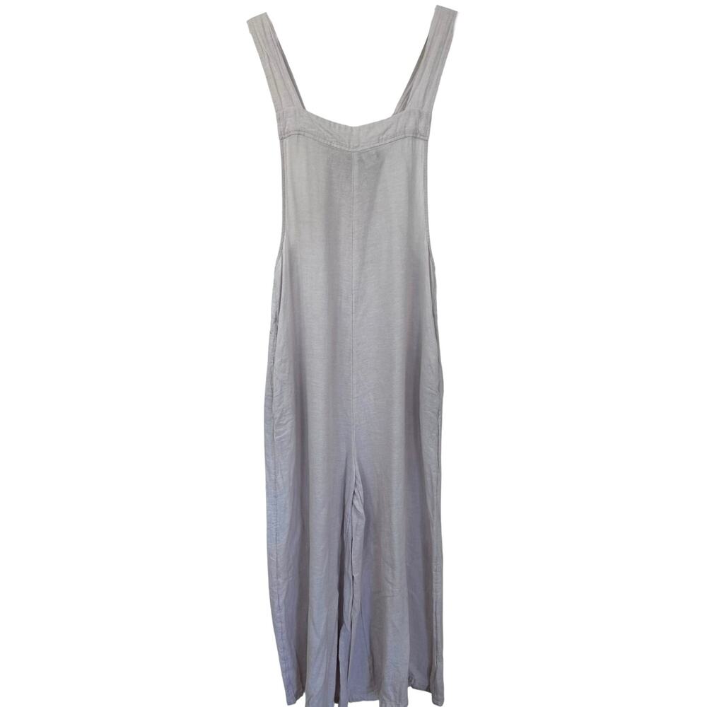 Y2K Linen Blend Wide Leg Jumpsuit Overalls Boho Minimal Tie Back Pockets L